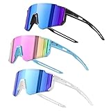 KBIBCK 3 Stück Fahrradbrille Kinder, UV400 Polarisierte Schnelle Brille, Sportbrille Kinder, Sportbrille Sonnenbrille für Jungen Mädchen Outdooraktivitäten Radfahren Fahren Laufen Golf