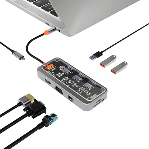 Station d'accueil USB C adaptateur C multiport VGA et lecteur de carte mémoire