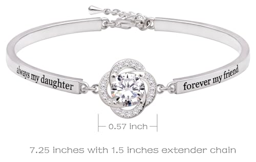 ALOV Jewelry Sterling Silver "always my daughter forever my friend" Cubic Zirconia Bracelet2