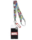 Marvel Comic Book Graphic Lanyard ID Badge Holder And 2' Rubber Charm