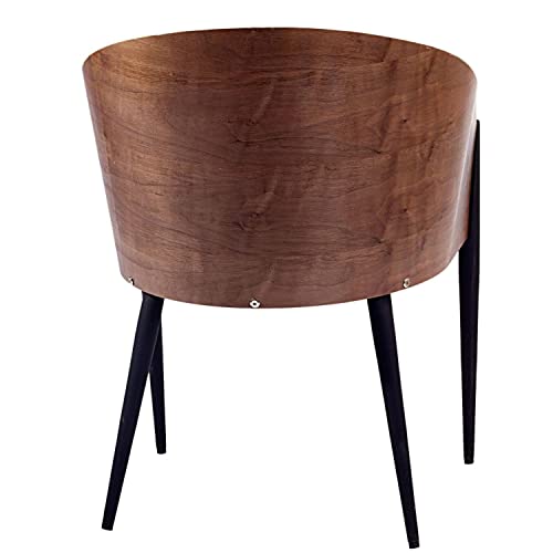 Modway Cooper Mid-Century Two Dining Chairs In Faux Leather Upholstered Seat And Black Metal Legs In Walnut #TOP3