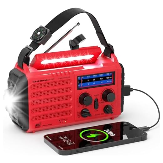Emergency Wind Up Weather Radio with AM/FM/SW/NOAA Radio, Dynamo Hand Crank/Solar Panel/Built-in Battery/Outlet/AAA Battery Powered Survival Gear, LED Flashlight, Reading Lamp, USB Charger, SOS Alarm