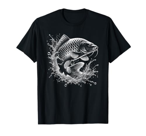 La carpe saute hors de l'eau - Design de poisson pour les pêcheurs T-Shirt