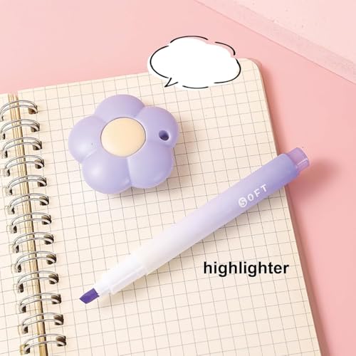 Image of SAMVARDHAN 7 Pcs Cute Purple Stationery Set Kawaii School Supplies Office Supplies Including Ballpoint Pens Pencil Sharpener Highlighter Correction Tape Ruler(Purple)