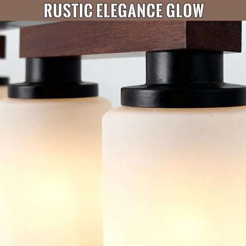 5-Light Kitchen Island Lighting & Farmhouse Dining Room Light Fixtures Over Table, Adjustable Rustic Ceiling Hanging Pendant 36in Linear Chandelier - Rotating Design, Customizable Shapes, Milk Glass by GHCKER - Used condition - Image 8