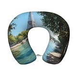 ZYQCCJ Eiffel Pinnacle Travel Neck Pillow Memory Foam U-Shaped Neck Support Pillow with Snap Button, for Airplane, Car, Office Nap