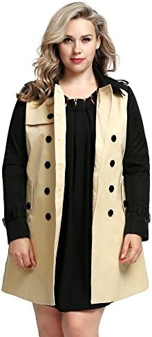 Women's Plus-Size Classic Double-Breasted Trench Coat SP 14 THIN MORE