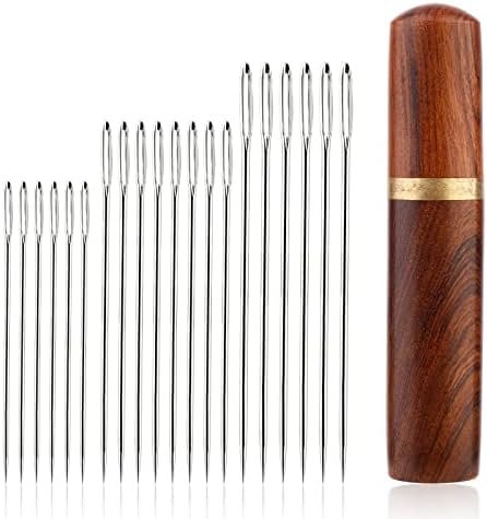 20 PCS Large Eye Sewing Needles 3 Size Stitching Needles Weaving Meedles Stainless Steel Big Eye Hand Sewing Needles with Needle Case for Stitching and Crafting
