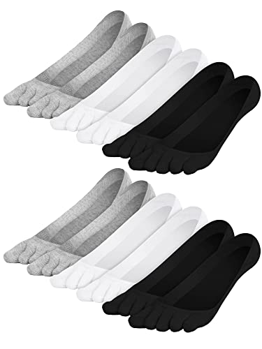 Bencailor 6 Pairs No Show Toe Socks Women Low Cut Toe Separator Socks Invisible Liner Boat Breathable Athletic Cotton Sock