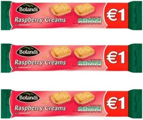 Raspberry Creams, Irish Cookies Biscuits, 3 pack, 125g each bag.