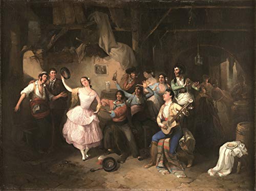 Manuel Rodriguez Guzman Giclée Impression sur Toile-De célèbres Tableaux Beaux Arts Affiche-La Reproduction Décoration Murale(Danser dans la taverne) Grande Taille 80 x 60.1cm