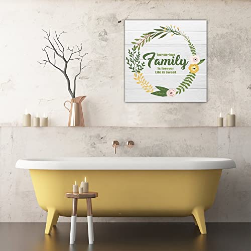 Panneau en bois décoration murale maison fleurs multicolores format carré 40 cm