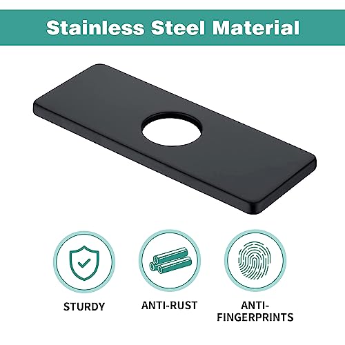 6 Inch Sink Hole Cover Plate – Stainless Steel 3-to-1 Bathroom Faucet Escutcheon, Chrome Rectangle Deck Plate For Vanity