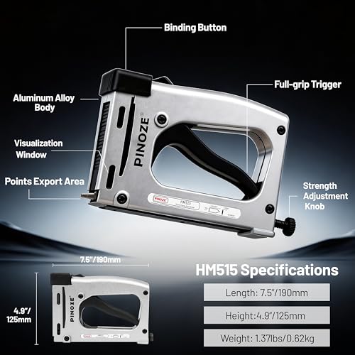PINOZE Point Driver HM515 Manual Tool with 2000-Count Flexible Point Nails and Tool Pouch, Picture Framing Tool for DIY Crafts, Frame Point Driver, Picture Frame Stapler/Nailer/Tacker (Silver)