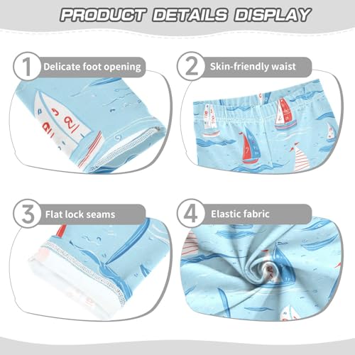 Cute Sailboats Girls' Leggings Toddler Doodles Waves Kids Yoga Pants Dance Active Tights 4T3