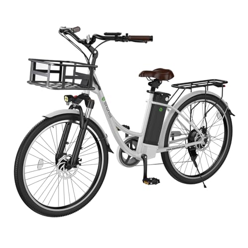 isinwheel U2/Ucity Electric Bike for Adults, 26" 750W Peak Ebike Upto 90km & 32km/h, 13/10.6Ah Removable Battery, Electric Bicycle with 35-Speed, Dual Suspension & LCD Display for City Commu