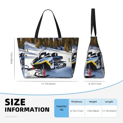 Advanced Snowmobile Large capacity beach bag with zipper, perfect for grocery bag pool gym travel shopping foldable beach travel bag,4