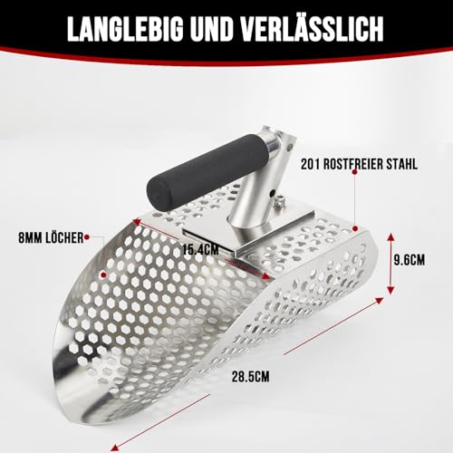 Łopata do wykrywania metalu ze stali nierdzewnej i stali nierdzewnej, łopata do wykrywacza metalu, akcesoria do wykrywaczy metali, grabie do pcheł piaskowych na plażę, szybkie sitko