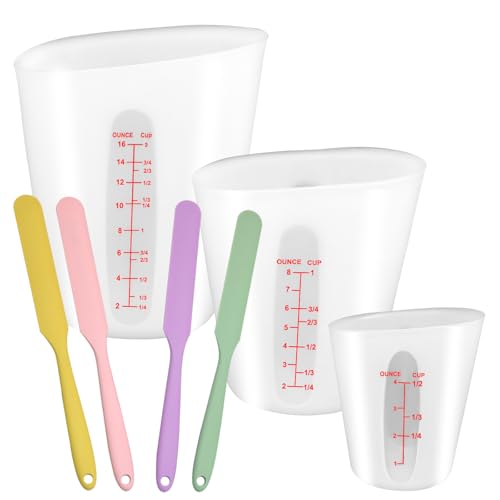 Juego 3 Vasos Medidores de Silicona Grandes con 4 Espátulas miniatura 1