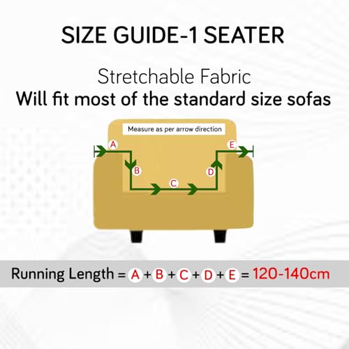 Image of HOKIPO 1 Seater Sofa Cover with Frill - 240 GSM Premium Jacquard Stretchable Fully Covered Slipcover, 'Serene Wave Series' Dark Chocolate (AR-6352-DCHOC)