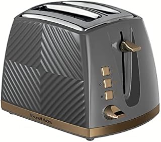 Russell Hobbs 26392 Groove 2 Slice Toaster, Tactile 3D Design Bread Toaster with Frozen, Cancel and Reheat Settings, 850 Watts, Grey