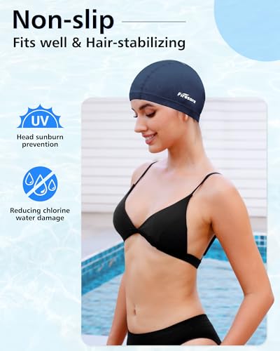 Firesara Fishtail Fabric Swim Cap for Men Women, Breathable High Elasticity Swimming Cap Quick Dry Hair Protection Soft for Long Hair Short Hair, Kids Boys and Girls - Thumbnail 4