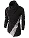 H2H Mens Fashion Turtleneck Slim Fit Pullover Sweater Oblique Line Bottom Edge BLACK US M/Asia L (KMTTL045)