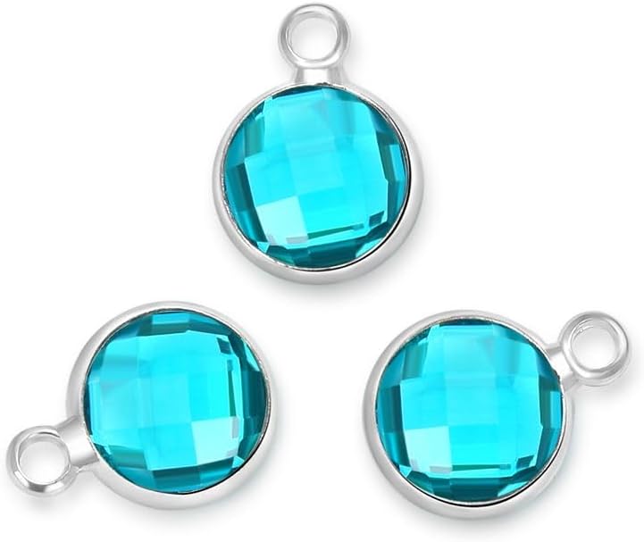 Adabele Grade A Silver Birthstone Charm Pendant Drops 6mm Small 8mm 10mm For Personalized Earrings Bracelet Necklace Anklet Pendant Keychain Craft Jewelry Making