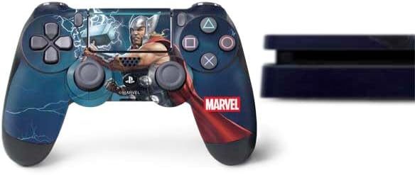 Skinit Decal Gaming Skin Compatible with PS4 Slim Bundle - Officially Licensed Marvel Thor Thor and Mjolnir Design