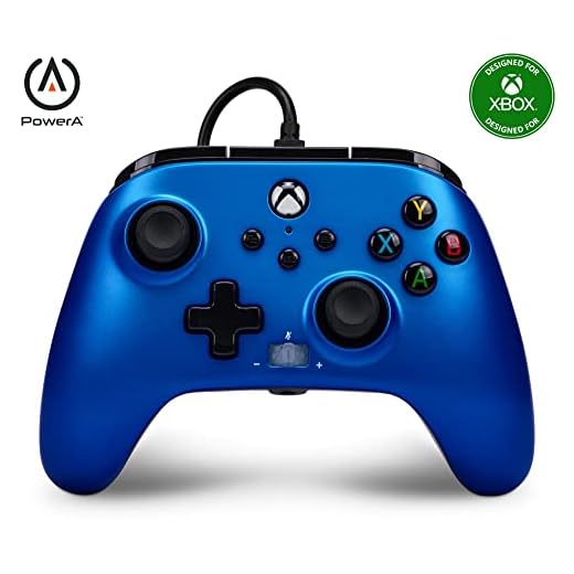PowerA Enhanced Wired Controller for Xbox Series X|S - Sapphire Fade, gamepad, wired video game controller, gaming controller, Xbox Series X|S, Officially Licensed for Xbox