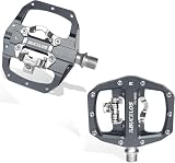 BUCKLOS SPD - Pedali a scatto per mountain bike, SPD Flat Combo su entrambi i lati, per bici da corsa, mountain bike, con cuscinetti sigillati, compatibili con Shimano SPD Cleats (grigio)