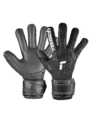 Reusch Attrakt Freegel Unisex Goalkeeper Gloves, Soccer Goalie Gloves with Finger Support, Flexible, Breathable, Durable Grip, AirVent System, for Artificial Grass & Hard Surfaces, Adult Size 10 Black