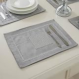 Vilygret Set of 4 Grey Luxurious Placemats Perfect for Dinner Table, Non-Slip Velvet Table Mats 12x1