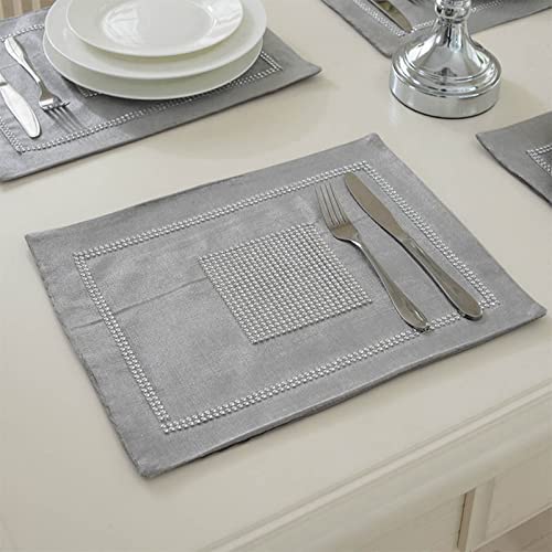 Vilygret Set Of 4 Grey Luxurious Placemats Perfect For Dinner Table, Non-Slip Velvet Table Mats 12X16 Inches #TOP10
