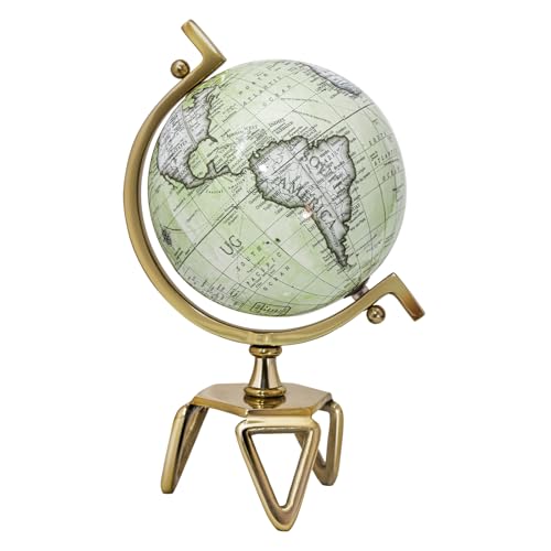 LIFEZEAL Globo Terráqueo Antiguo 13/21/25,5cm con Base de Metal, Mapa Inglés, Globo Educativo, Decoración de Escritorio Educativa/Geográfica, para Escuela, Hogar y Oficina (M)