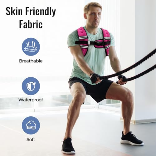 Image of Zeerun Weighted Vest, 6lb /8lb /10lb /12lb /15lb /18lb /20lb /24lb /30lb for Men Women, Reflective Stripe Adjustable Buckle, Comfortable Durable Rucking Vest for Walking Running Strength Training