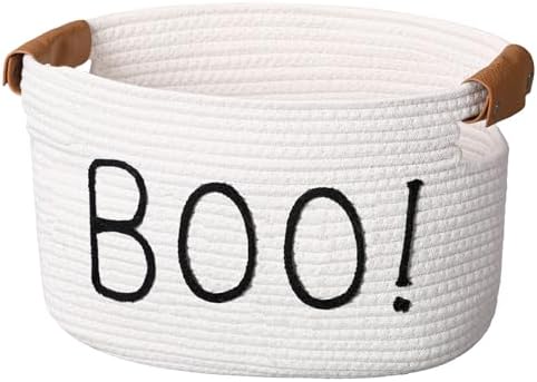 Meanplan Halloween Boo Basket with Handles, Funny Halloween Cotto...