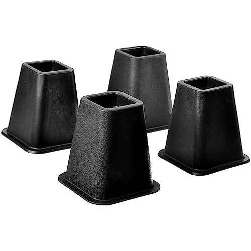 Home-it 5 to 6-inch SUPER QUALITY Black bed risers, helps you storage under the bed 4-pack (Black)