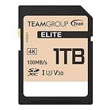  TEAMGROUP Elite Carte mémoire SDXC haute vitesse 4K UHS-I U3 V30 UHD jusqu\'à 100 Mo/s compatible avec appareil photo numérique Canon, Sony, Nikon, Panasonic, FUJIFILM TESDXC1TIV30P69