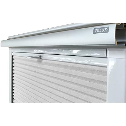 Home-Vision® Dachfenster Premium Doppelplissee Wabenplissee ohne Bohren Velux-kompatibel (Weiß-Grau für SK08 - Weiß) Zweifarbig Blickdicht Sonnenschutz, Alle Montage-Teile inklusive Cover