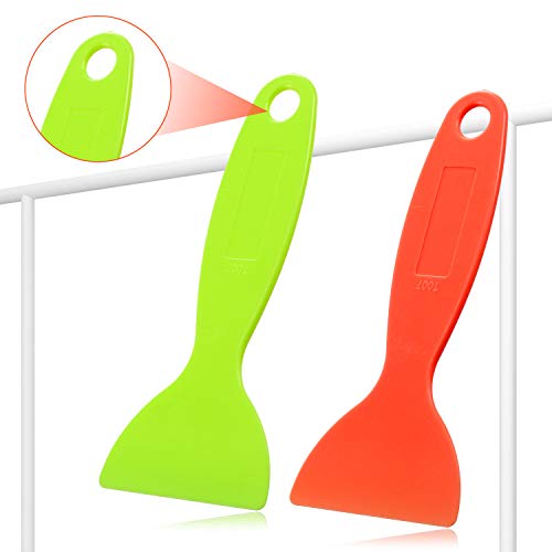 12 Pieces Plastic Spatula Putty Knife Air Bubble Remover Sticker Installation Tool Flexible Paint Scrapers For 3D Printing Resin Removal Vinyl Film Wrap Cleaner (Orange, Green) #TOP6