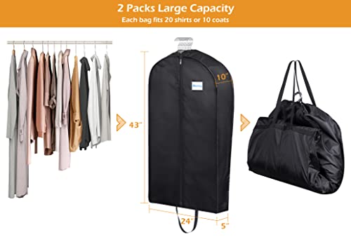 Heavy Duty Garment Bags for Travel - 2 Pack, Large Capacity, Waterproof - 43