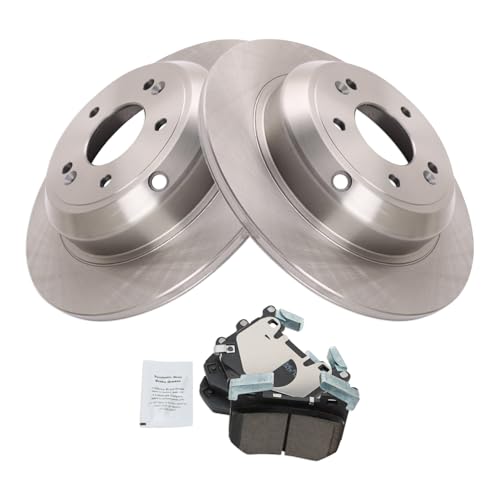Image of TRQ Rear Brake Pad and Rotor Set Ceramic Compatible with 2019-2020 Genesis G70 2018 Kia Stinger