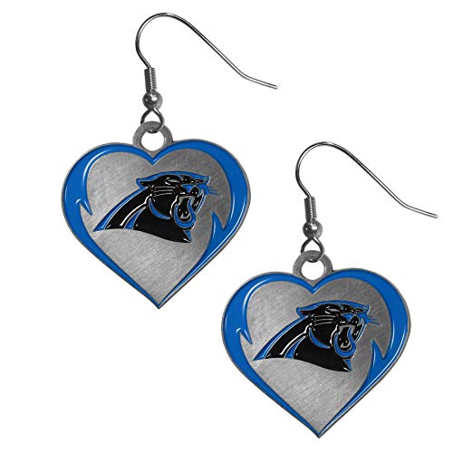 NFL Carolina Panthers Womens Heart Dangle Earrings, Team Color, One Size