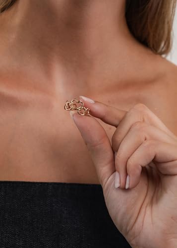 Purelei Heartbeat Ring Damen – Verstellbar, Edelstahl, filigraner Schmuck mit Herzen, wasserfester Fingerring, 14K vergoldet… – Ansicht 2