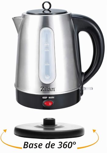 Miniatura 3 de Zilan 100 Libre De Bpa 2200 W Protección Contra Sobrecalentamiento Filtro De Cal Vidrio De Seguridad Tetera Hervidor De Agua 1,7 Litros Acero Inoxidable