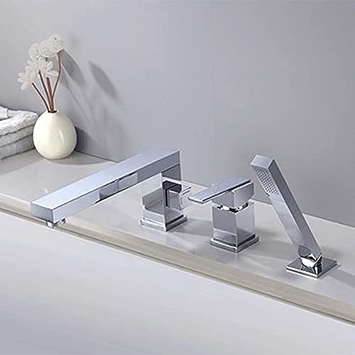Mitigeur de baignoire noir et chrome avec ensemble de douche et bec pivotant pour salle de bain