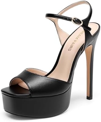 DREAM PAIRS Women’s High Platform Heels 5.75'' Stilettos Open Squ...