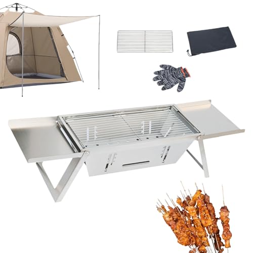 Dopsyesn Parrilla de carbón plegable,Parrilla de carbón plegable - Estufa de barbacoa para parrilla de camping - de barbacoa espesada de espesada para uso