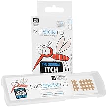 Moskinto The Original Mosquito Itch Relief Patches for Kids & Adults, Bug Bite Patches Soothe Swelling & Itching, Anti Itch Bug Bite Relief, Suction Tool Alternative, Travel Pack, 24 Count